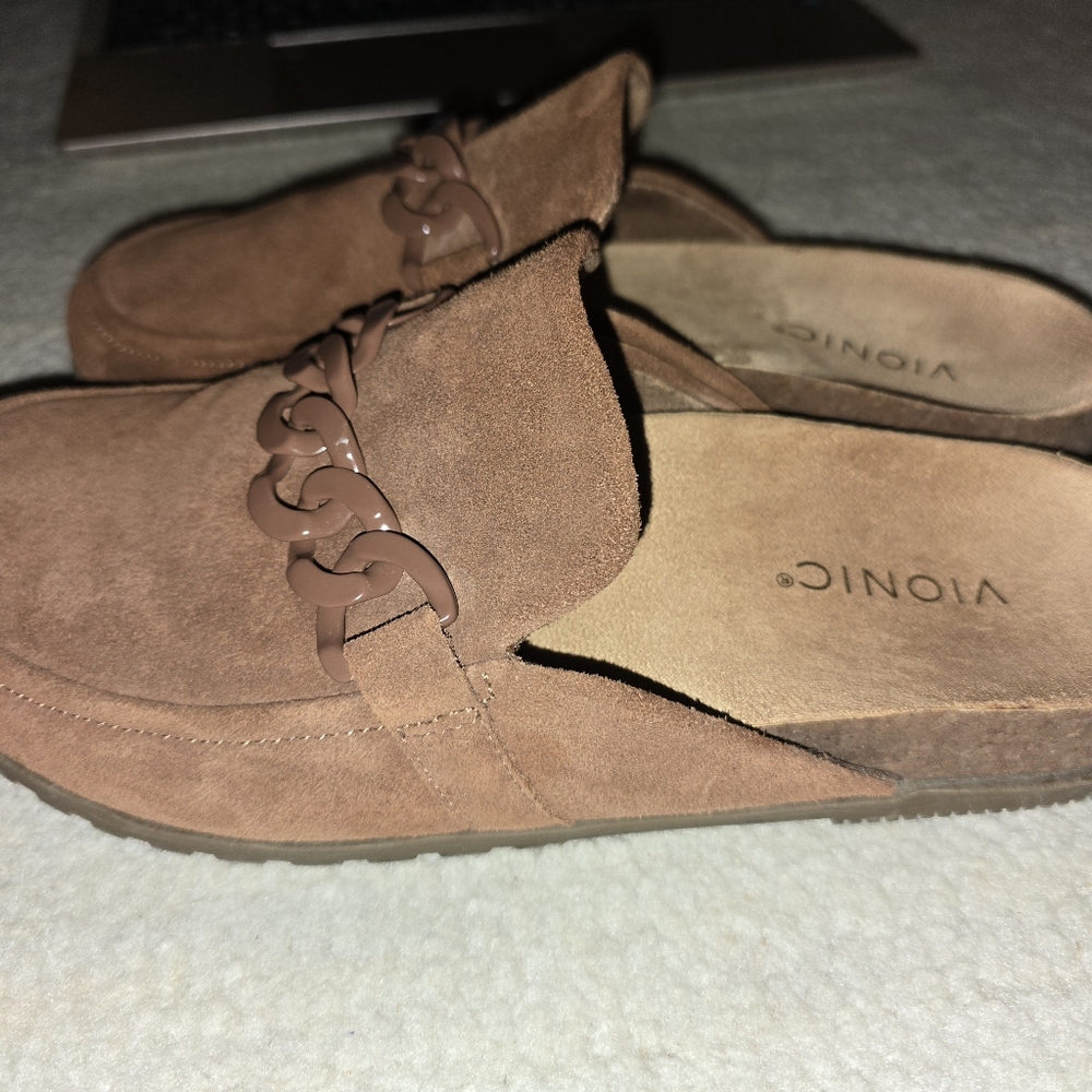 Vionic Georgie Mule Brown Tan Chesnut Suede Women's Clogs 9.5 Orthopedic Shoes - Picture 9 of 12